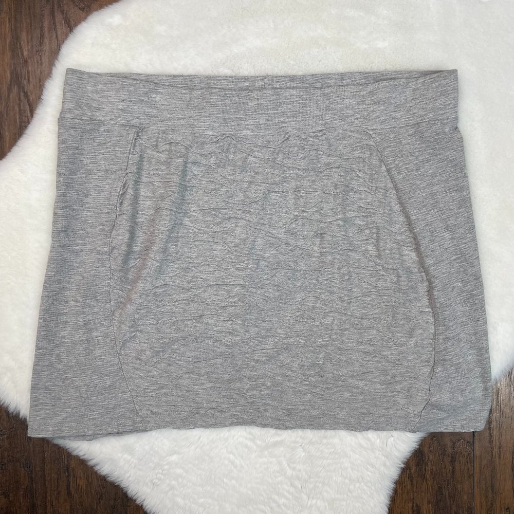 Toad & Co Sama Mini Skirt XL Heather Gray‎ Stretch Cotton Textured Women's